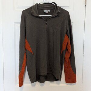 Icebreaker Bodyfit 260 1/4 Zip Mens Large Slim Fit Brown Orange 100% Merino Wool